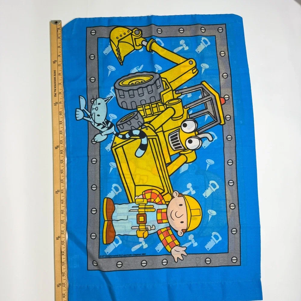 Dan River Bob the Builder Pillowcase Kids Standard Blue Excellent Vintage 2001